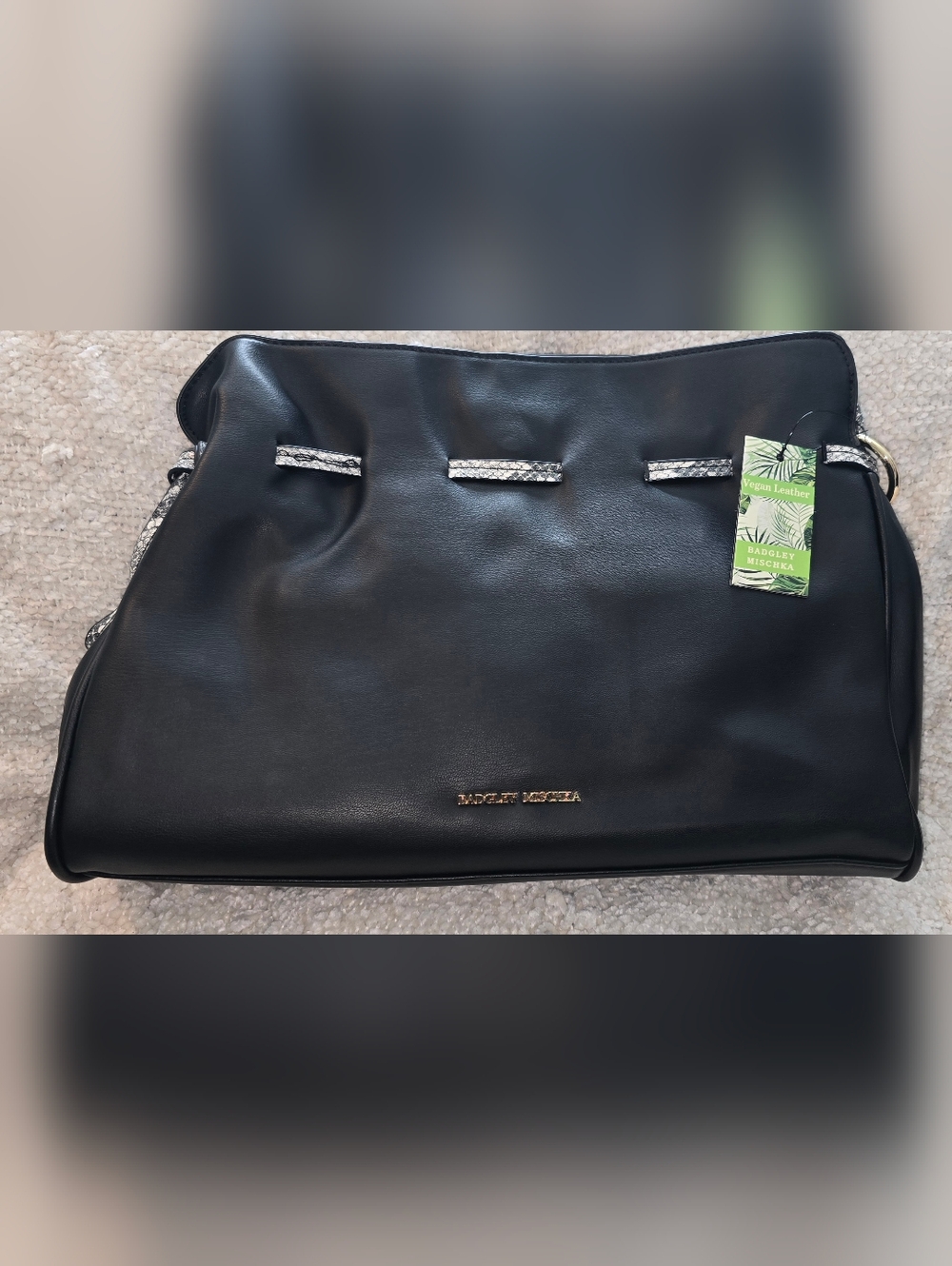 Badgley Mischka Black Shoulder Bag with Silver Accents